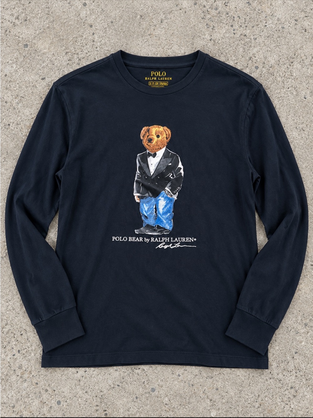 Polo Ralph Lauren Polo Bear Tuxedo Long Sleeve Shirt Men Small Black Preppy